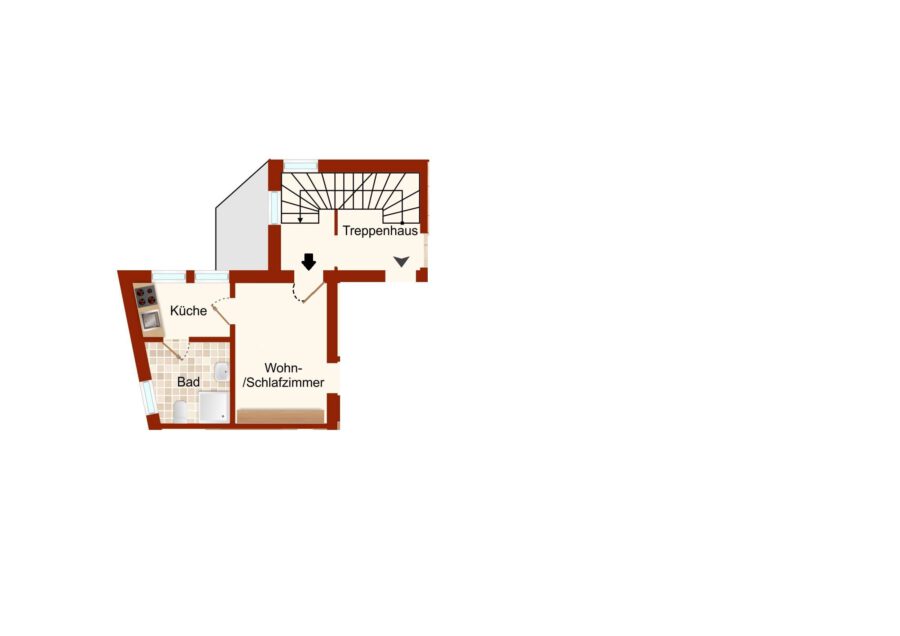 1-Zimmer Apartment mit Duschbad im Ortskern Dietenhofens - Grundriss