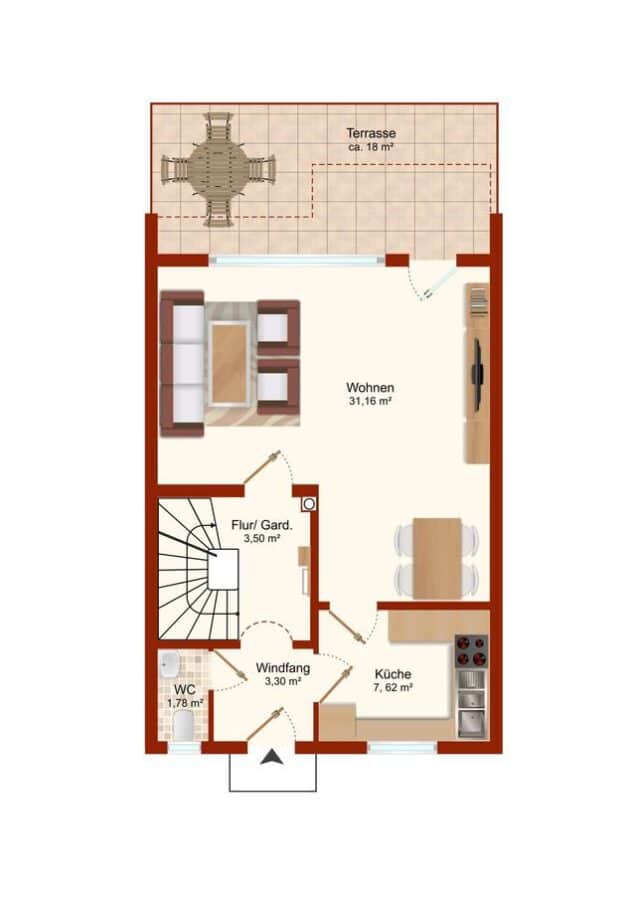 Gepflegtes Reihenmittelhaus in ruhiger Wohnsiedlung - Erdgeschoss