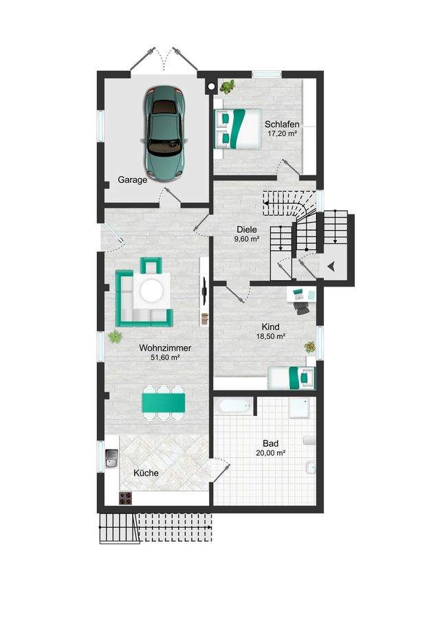 Pension mit drei Pensionszimmern und Betreiberwohnung auf herrlichem Gartengrundstück - Erdgeschoss
