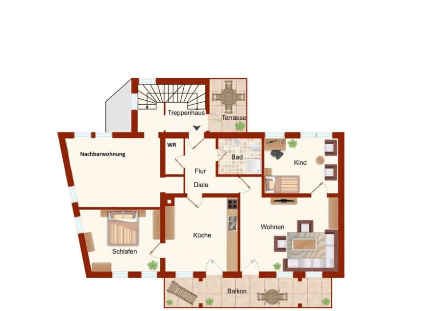 Ideal geschnittene 3-Zimmer Wohnung im Ortskern - Grundriss