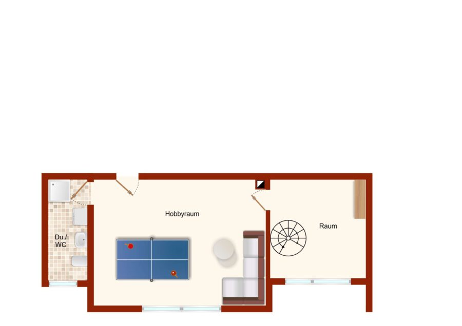 Hochwertig renovierte Wohnung mit zwei Bädern und Hobbyraum - Grundriss Kellergeschoss