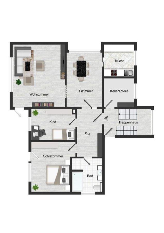 Ruhiges Wohnen im Grünen - lichtdurchflutete Wohnung mit Terrasse, Garage & Carport - Grundriss