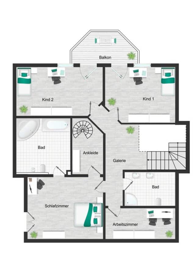 Repräsentatives Wohnen mit vielseitigen Nutzungsmöglichkeiten - Dachgeschoss