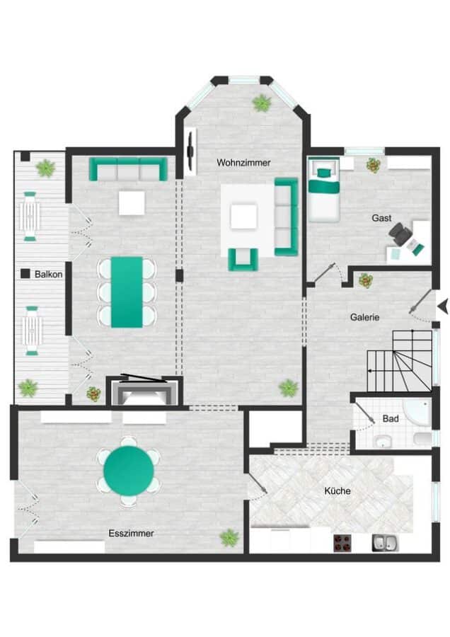 Repräsentatives Wohnen mit vielseitigen Nutzungsmöglichkeiten - Obergeschoss
